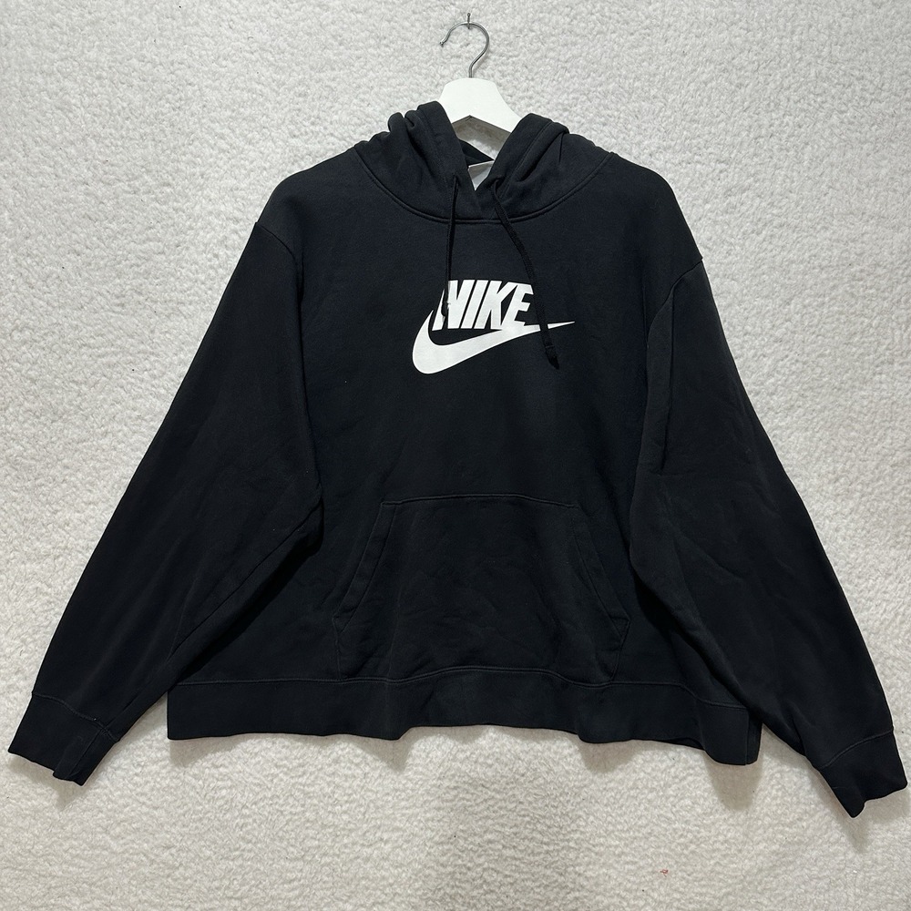Nike Sportswear Club Terry Cloth Center Swoosh Hoodie Black DV5091-010 Size 2X